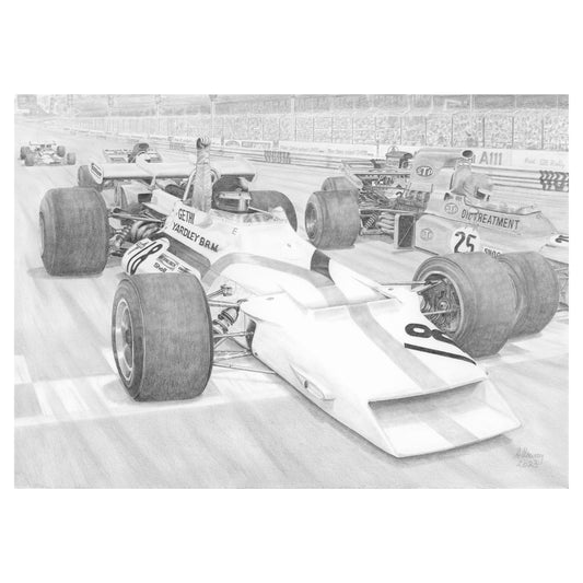 Peter Gethin in the Yardley BRM P160, A3 Print by Trevor Alloway