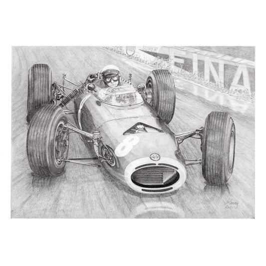 Sir Jackie Stewart in the BRM P261, A3 Print by Trevor Alloway