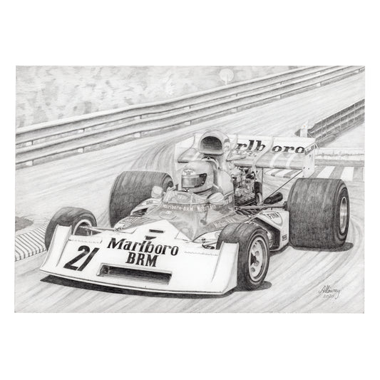 Niki Lauda in the Marlboro BRM P160E, A3 Print by Trevor Alloway