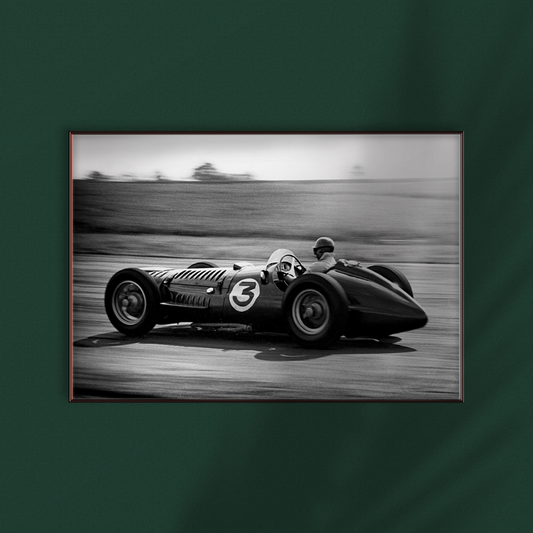 Fangio practising in the V16 at Silverstone A3 Print